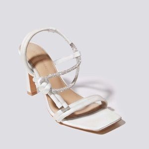 Jonathan Simkhai Revolve Cassie Crystal Strappy Sandal in Ivory, Size EU 41 $595